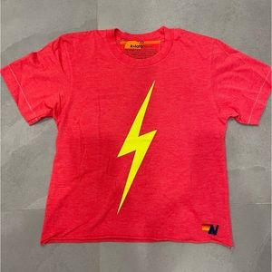 Aviator Nation short sleeve red tshirt with lighting bolt graphic